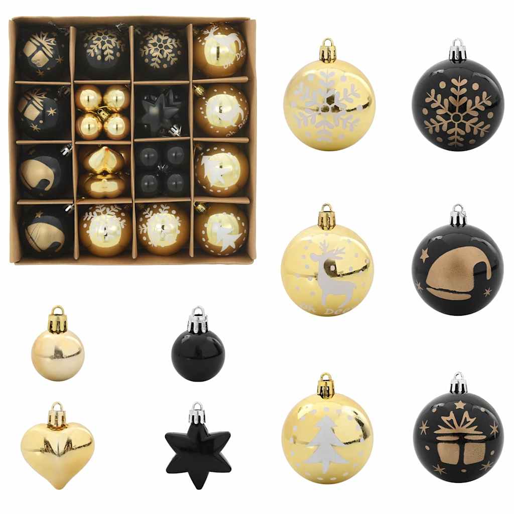 Christmas Bauble Set 40 pcs Black and Gold
