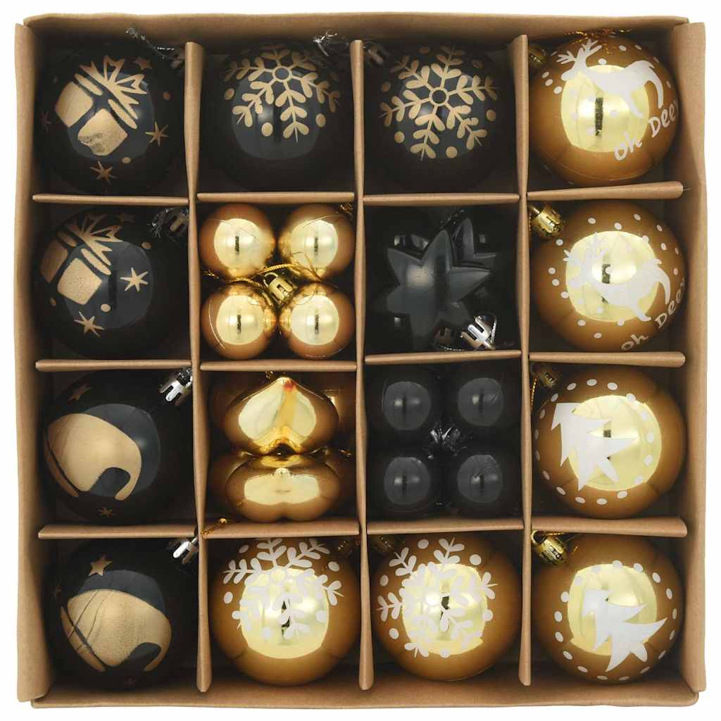 Christmas Bauble Set 40 pcs Black and Gold