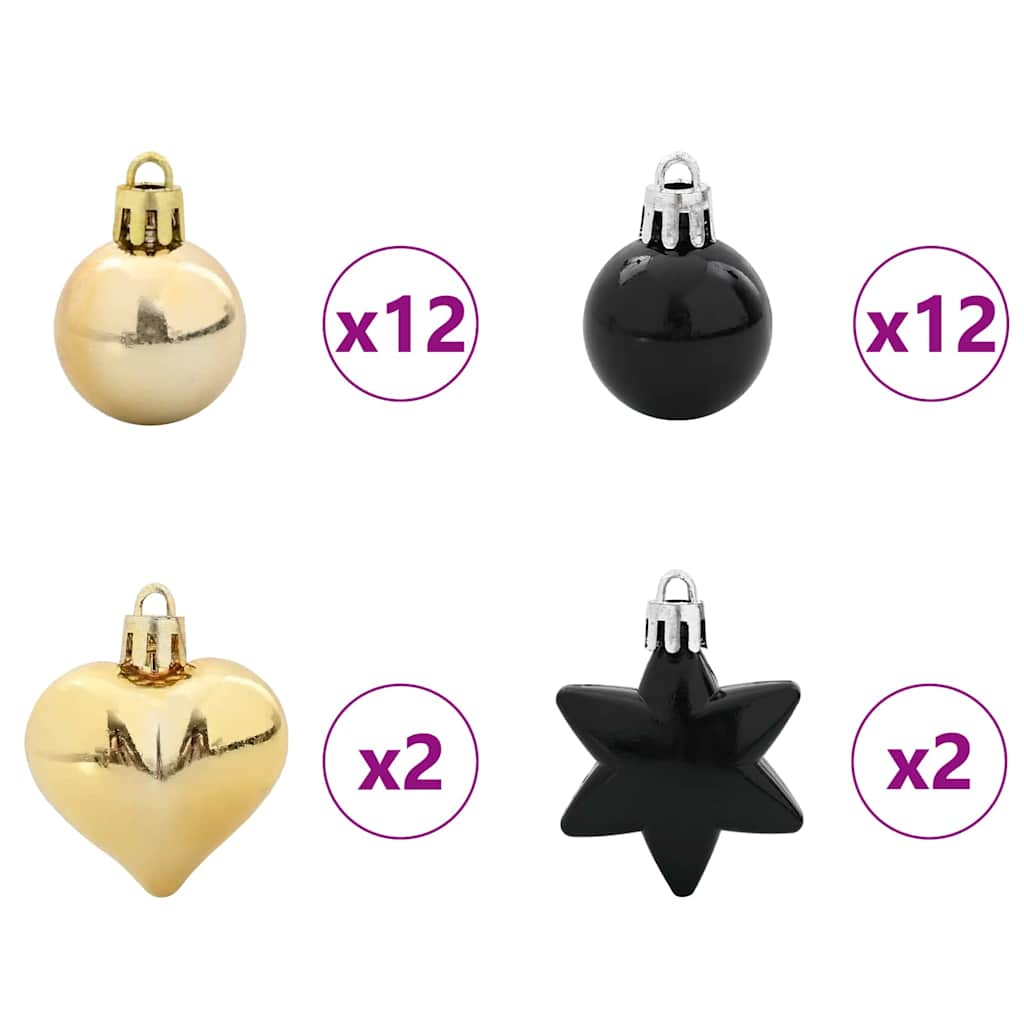 Christmas Bauble Set 40 pcs Black and Gold