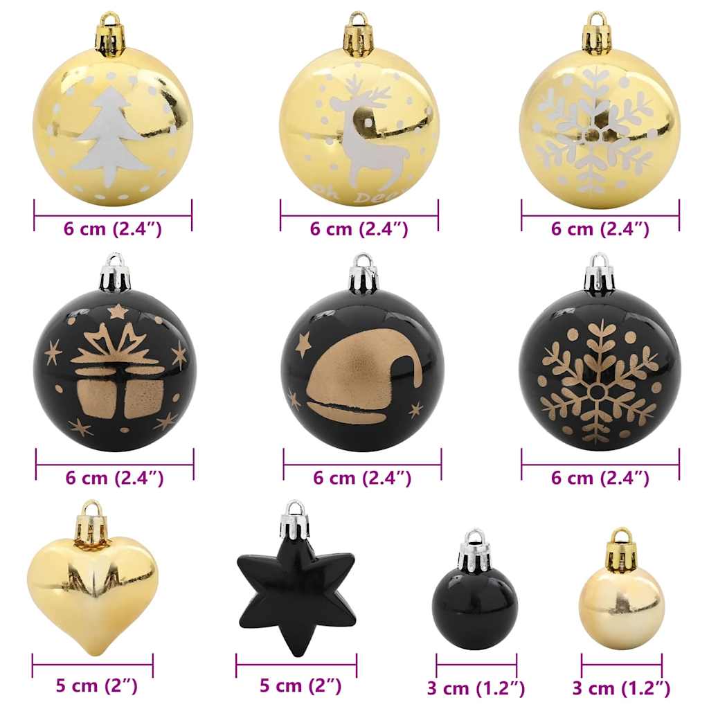 Christmas Bauble Set 40 pcs Black and Gold