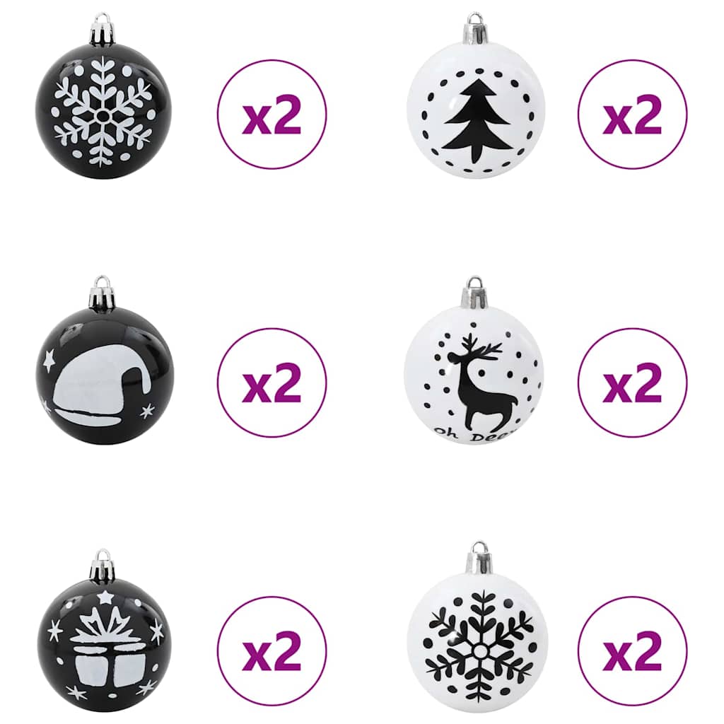 Christmas Bauble Set 40 pcs Black and White