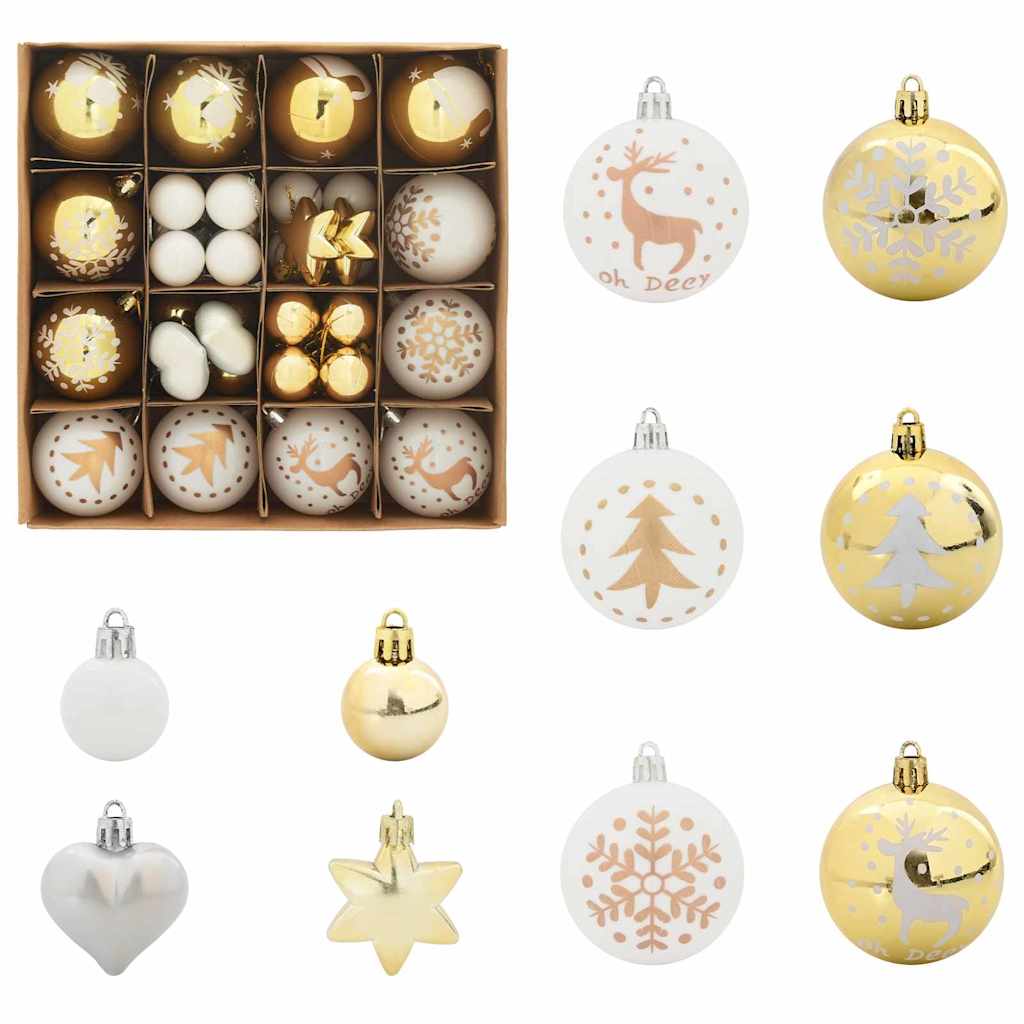 Christmas Bauble Set 40 pcs White and Gold