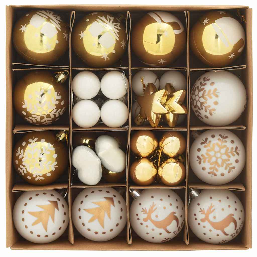 Christmas Bauble Set 40 pcs White and Gold