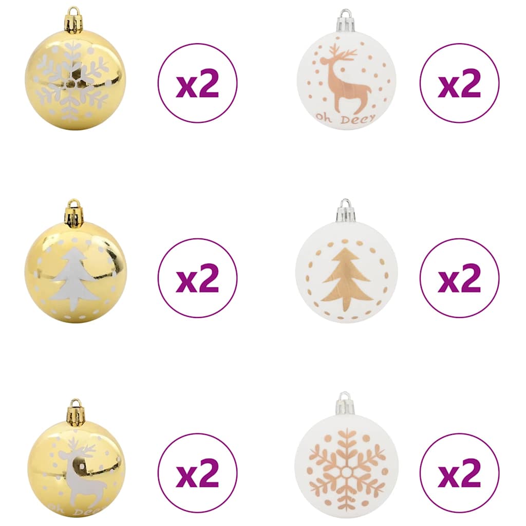 Christmas Bauble Set 40 pcs White and Gold