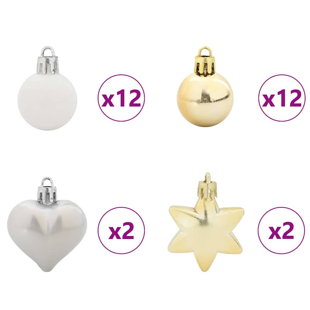 Christmas Bauble Set 40 pcs White and Gold