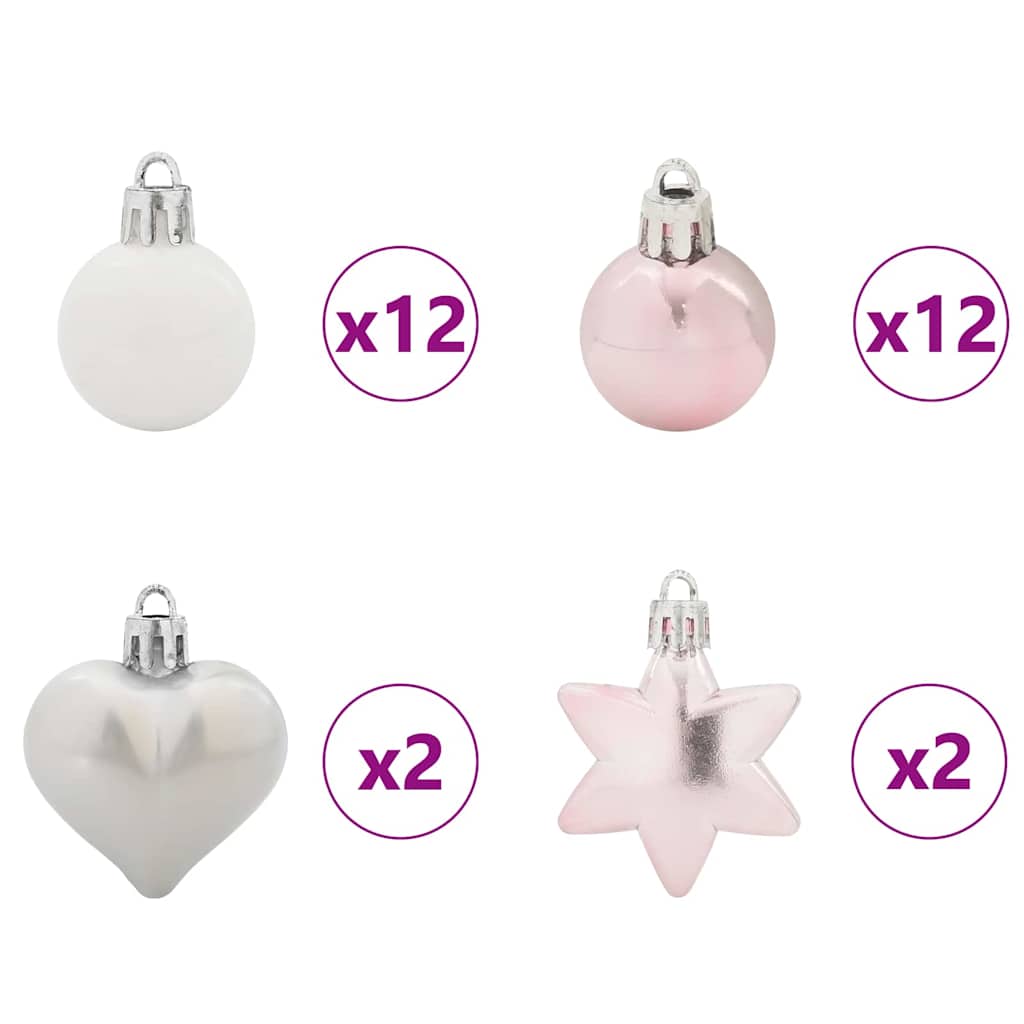Christmas Bauble Set 40 pcs White and Pink