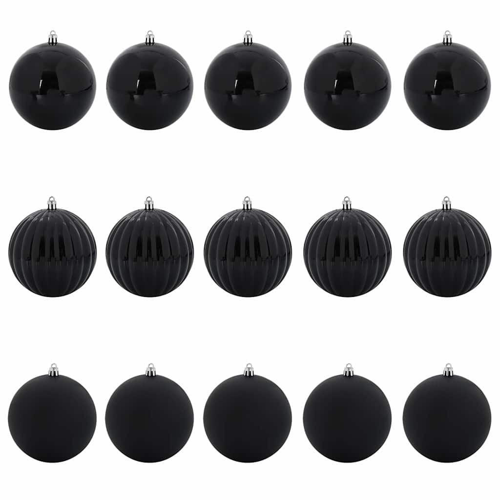 Christmas Bauble Set 15 pcs Black