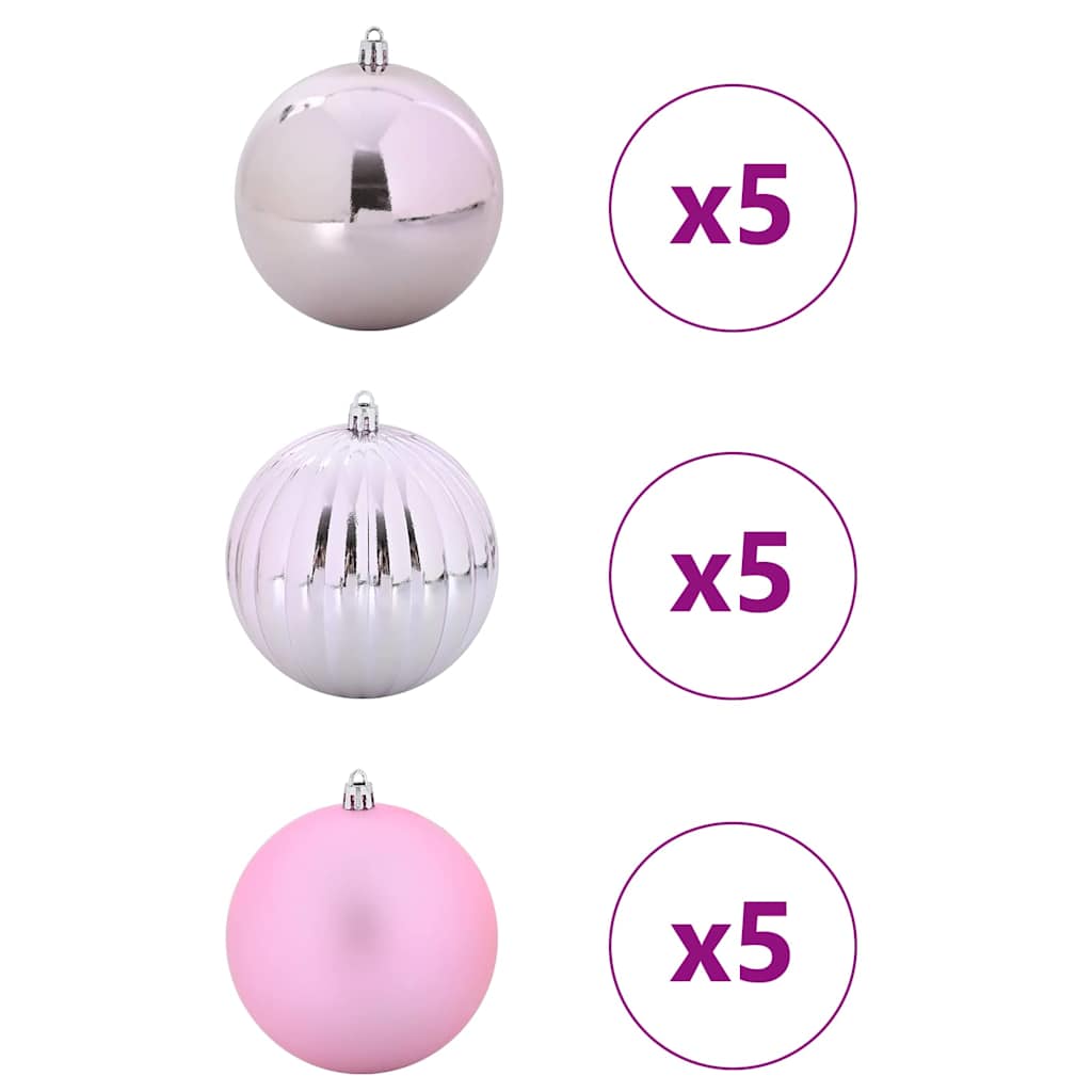 Christmas Bauble Set 15 pcs Pink