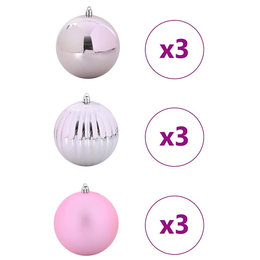 Christmas Bauble Set 9 pcs Pink