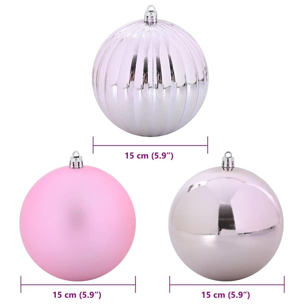 Christmas Bauble Set 9 pcs Pink