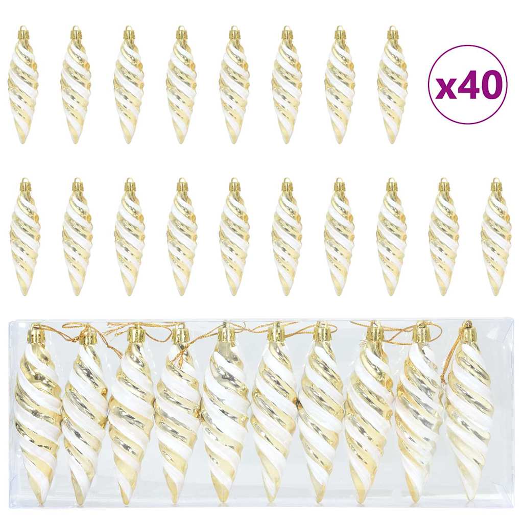 Christmas Spiral Shape Ball 40 pcs Gold