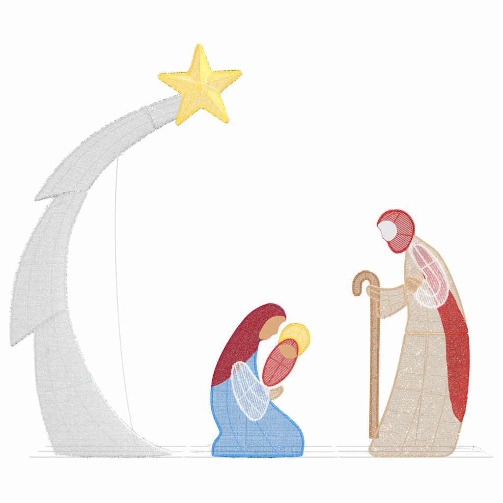Nativity Scene Warm White 149 x32 x 127.5 cm Polyester