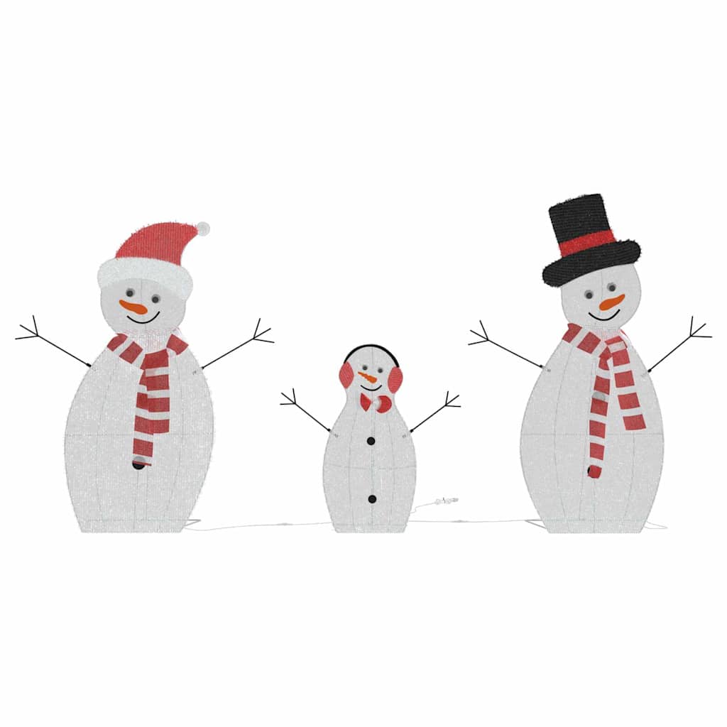 Lighted Snowman Family 3 pcs Warm White Polyester