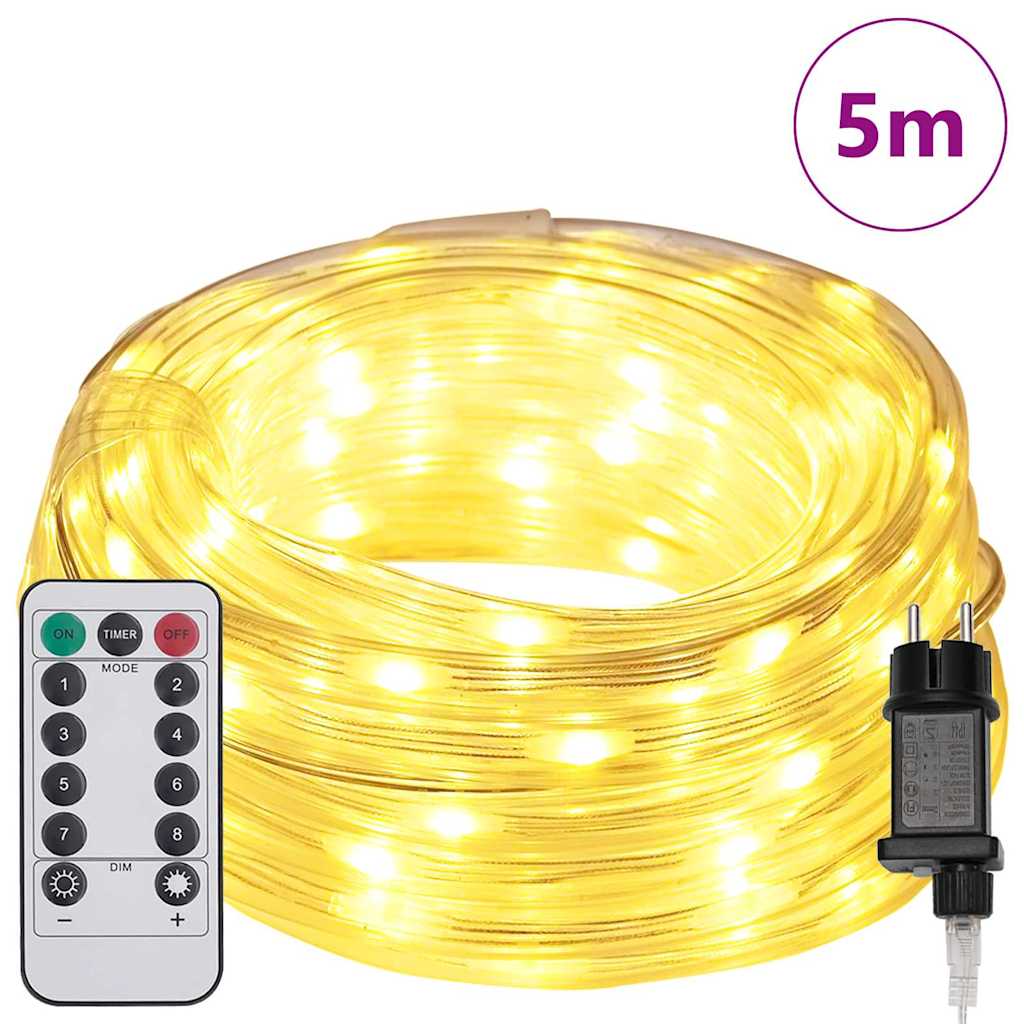 Rope Light with 120 LEDs Warm White 5 m PVC