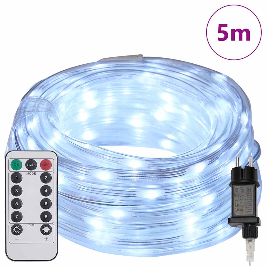 Rope Light with 120 LEDs Cold White 5 m PVC