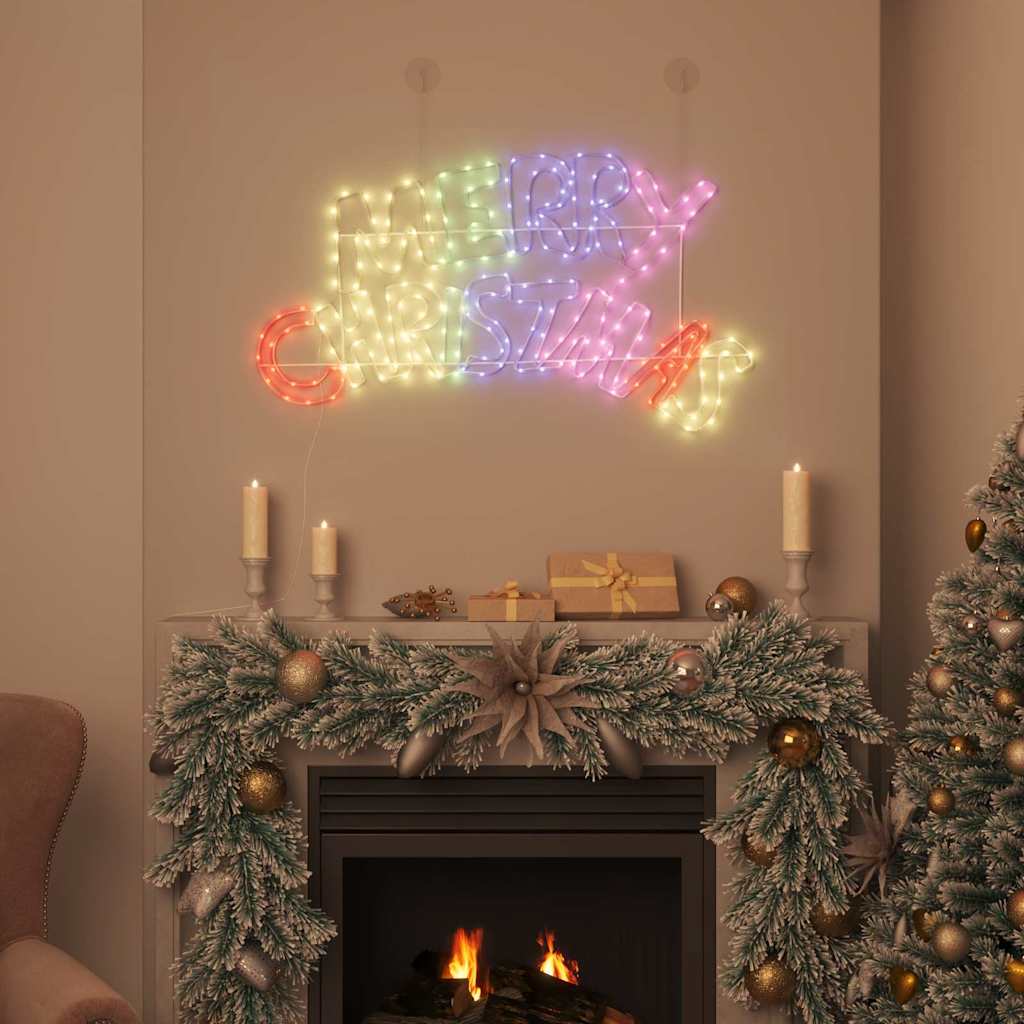 Christmas Sign with 240 LEDs Multicolour 100 x 50 cm PVC