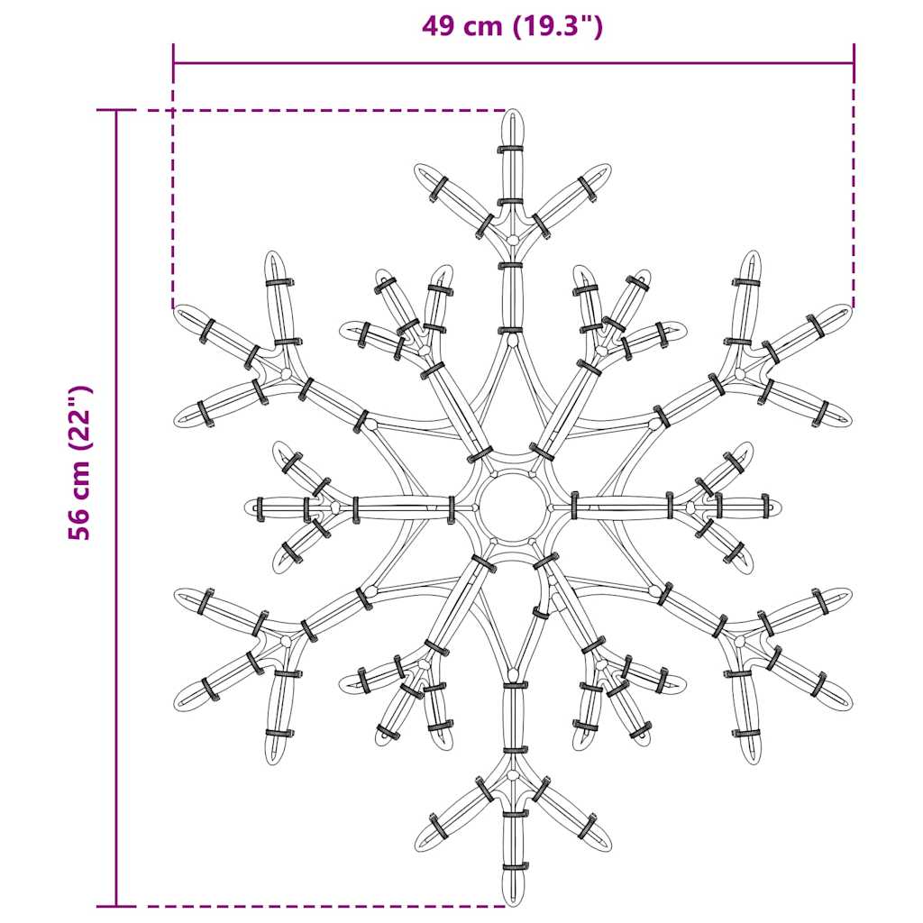 Christmas Snowflake Warm White 56 x 49 x 0.7 cm PVC