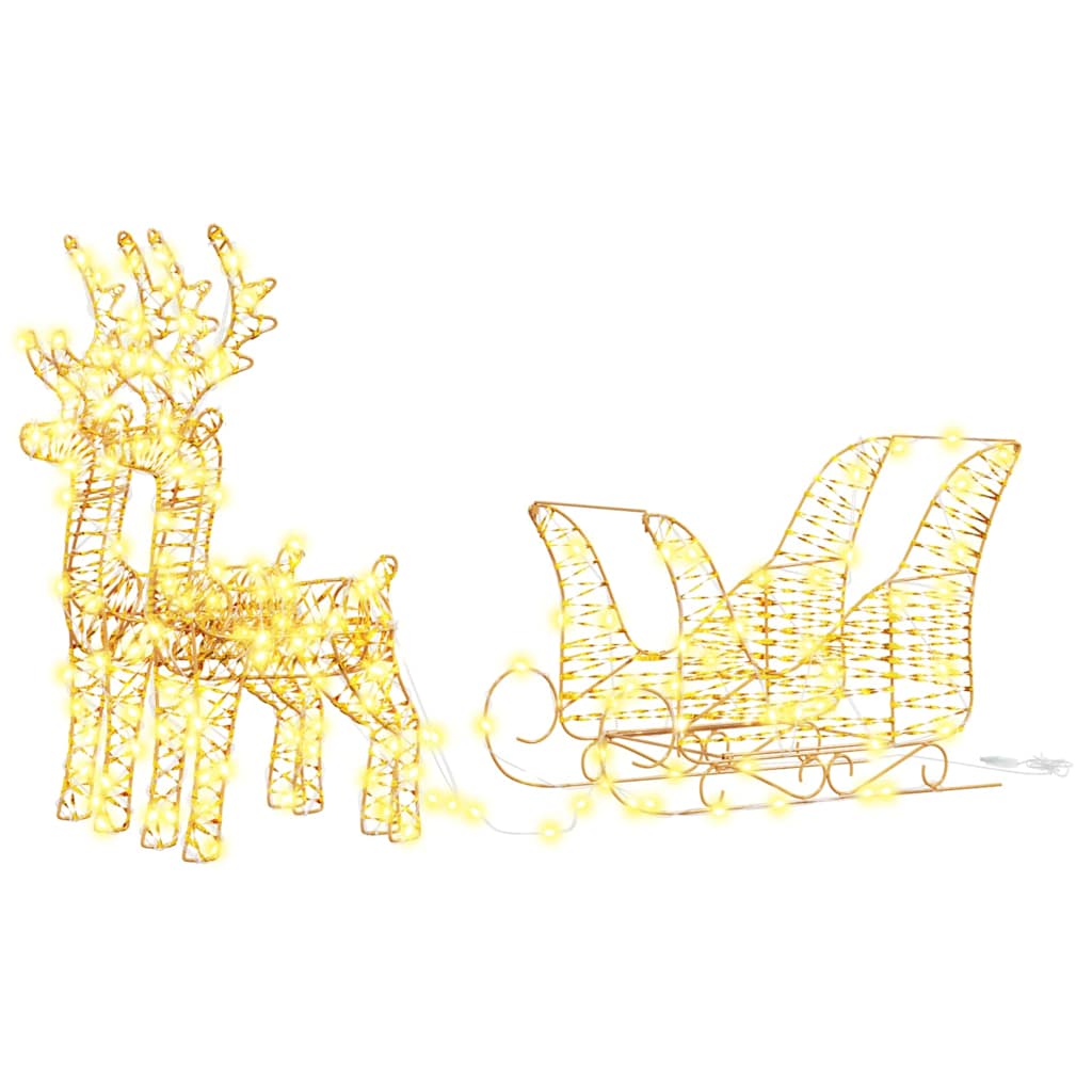 Reindeer Pull Sleigh Warm White 30 x 12 x 55 cm PET