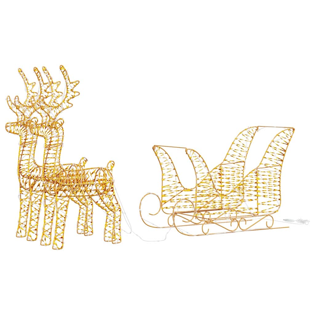 Reindeer Pull Sleigh Warm White 30 x 12 x 55 cm PET