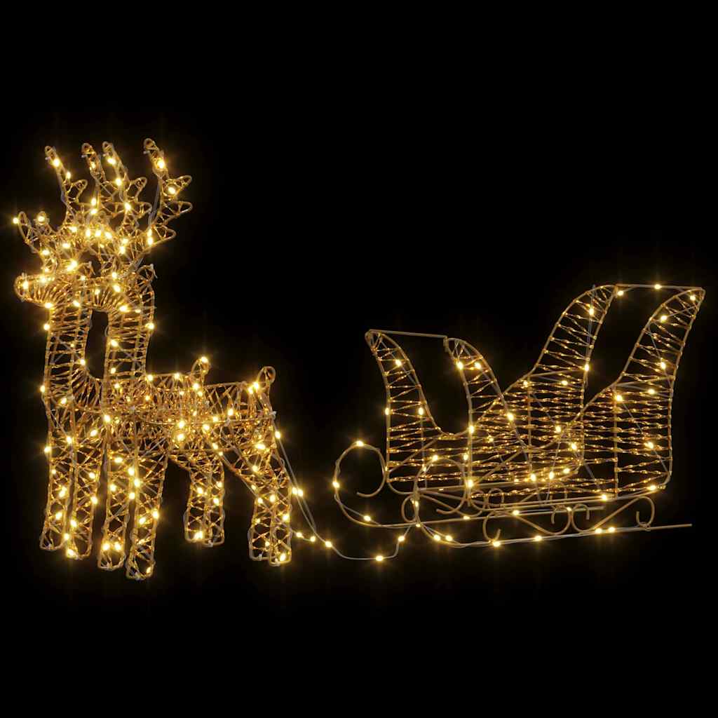 Reindeer Pull Sleigh Warm White 30 x 12 x 55 cm PET