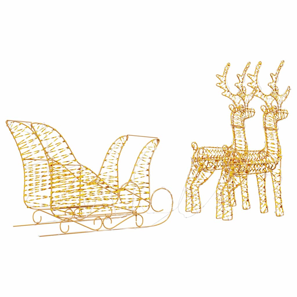 Reindeer Pull Sleigh Warm White 30 x 12 x 55 cm PET