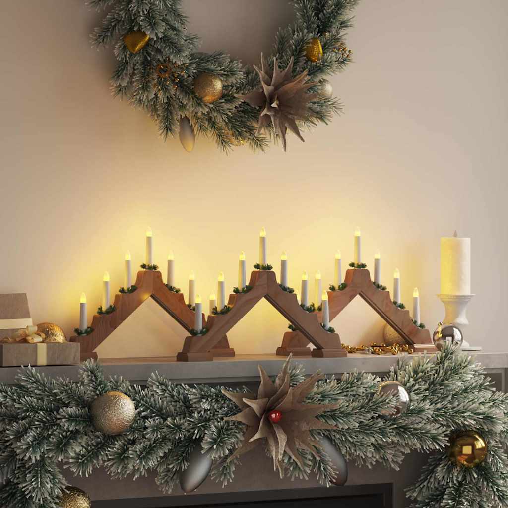 Christmas Candle Bridge 3 pcs Brown 39.5 x 5 x 29 cm