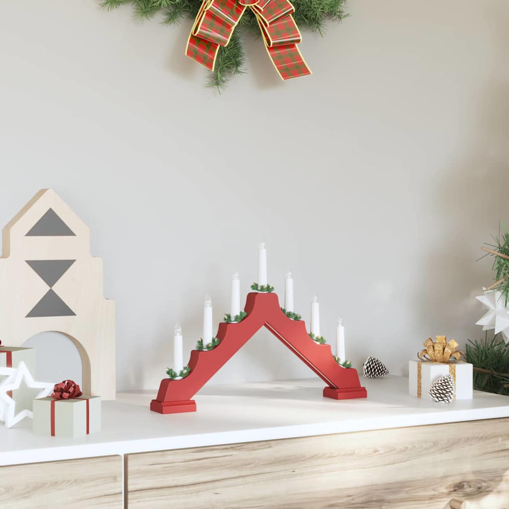 Christmas Candle Bridge Red 39.5 x 5 x 29 cm Solid Pine Wood