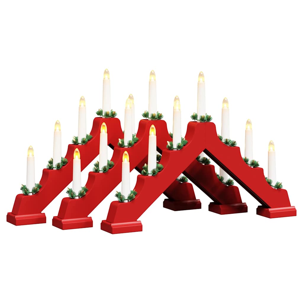 Christmas Candle Bridge with 7 LEDs 3 pcs Red 39.5 x 5 x 29 cm