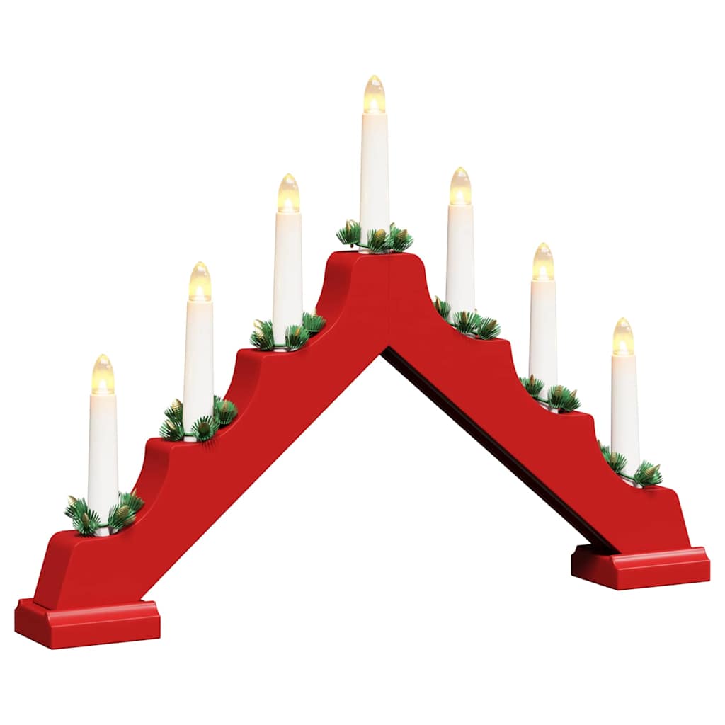 Christmas Candle Bridge with 7 LEDs 3 pcs Red 39.5 x 5 x 29 cm
