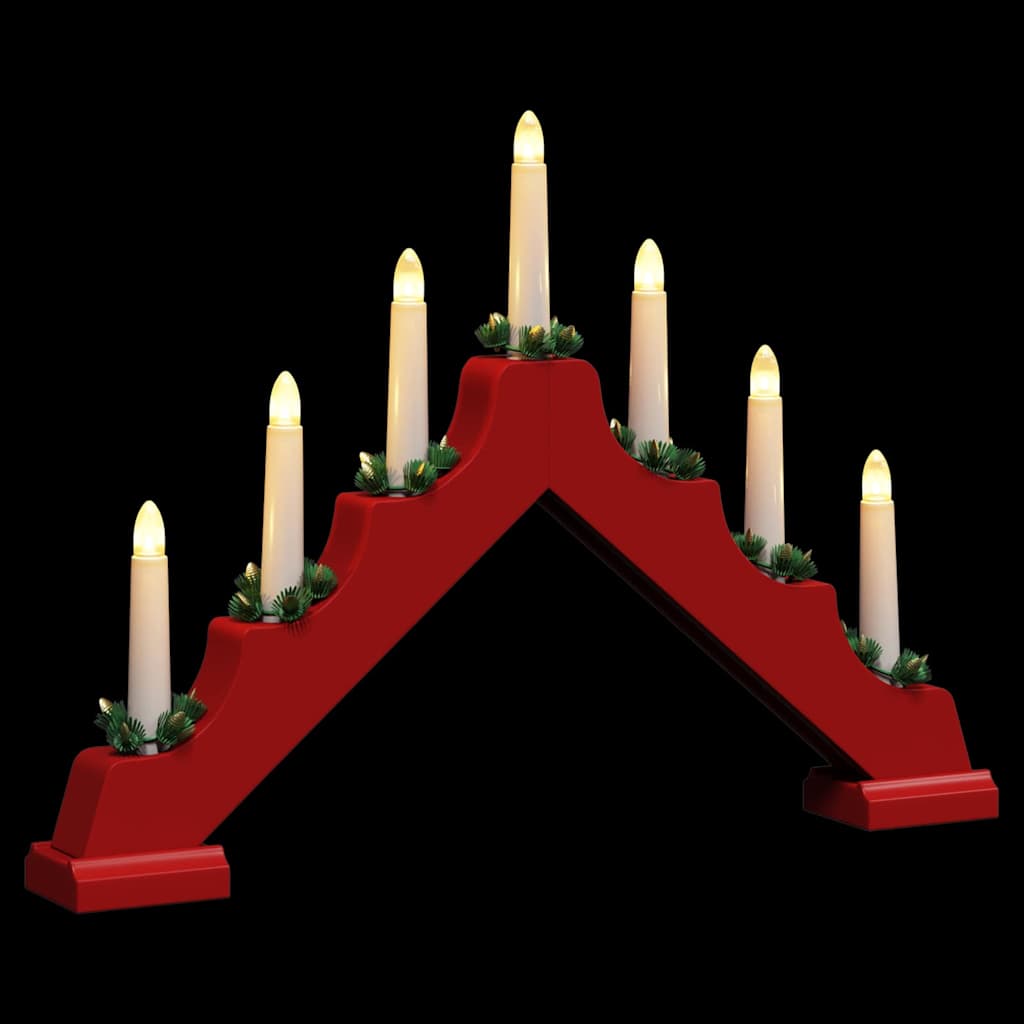 Christmas Candle Bridge with 7 LEDs 3 pcs Red 39.5 x 5 x 29 cm