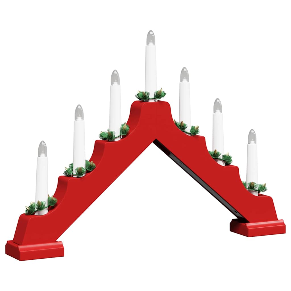 Christmas Candle Bridge with 7 LEDs 3 pcs Red 39.5 x 5 x 29 cm