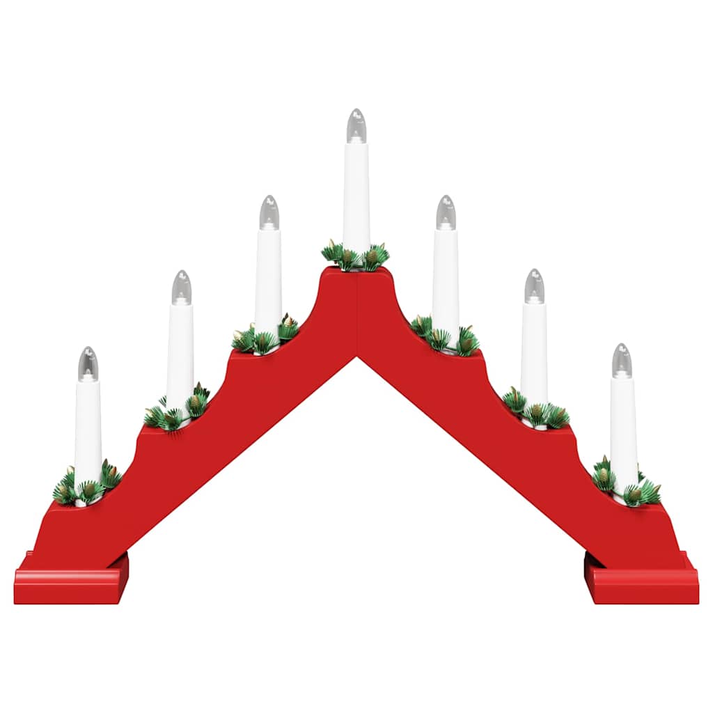 Christmas Candle Bridge with 7 LEDs 3 pcs Red 39.5 x 5 x 29 cm