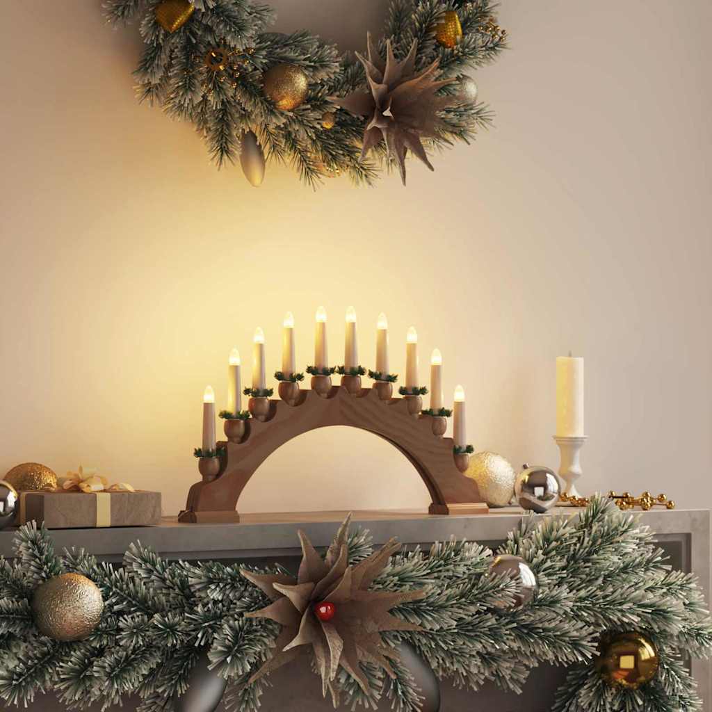 Christmas Candle Arch with 10 LED Candles Brown 47 x 5 x 29 cm