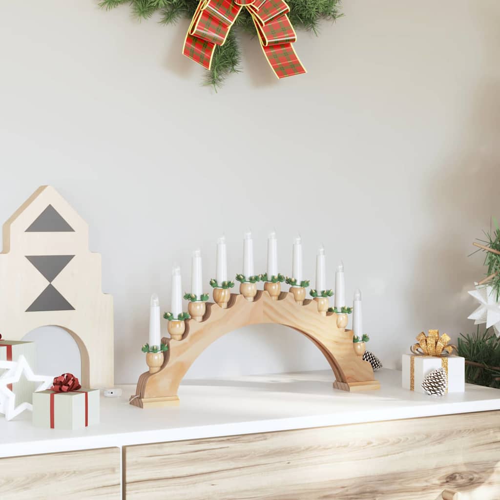 Christmas Candle Arch with 10 LED Candles Brown 47 x 5 x 29 cm