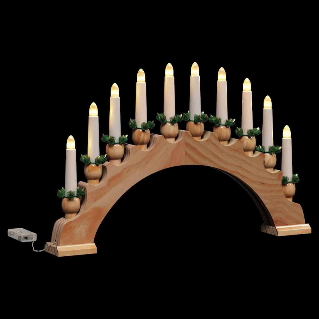 Christmas Candle Arch with 10 LED Candles Brown 47 x 5 x 29 cm