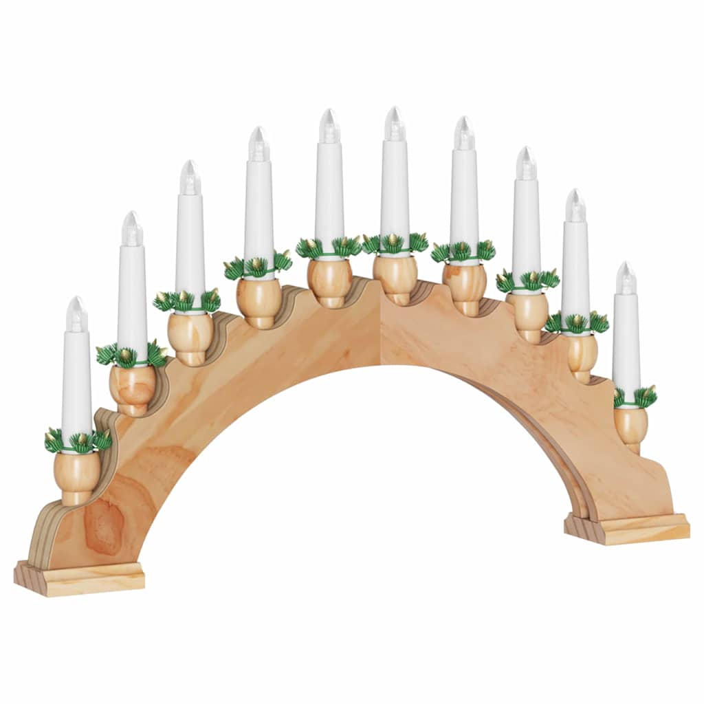 Christmas Candle Arch with 10 LED Candles Brown 47 x 5 x 29 cm
