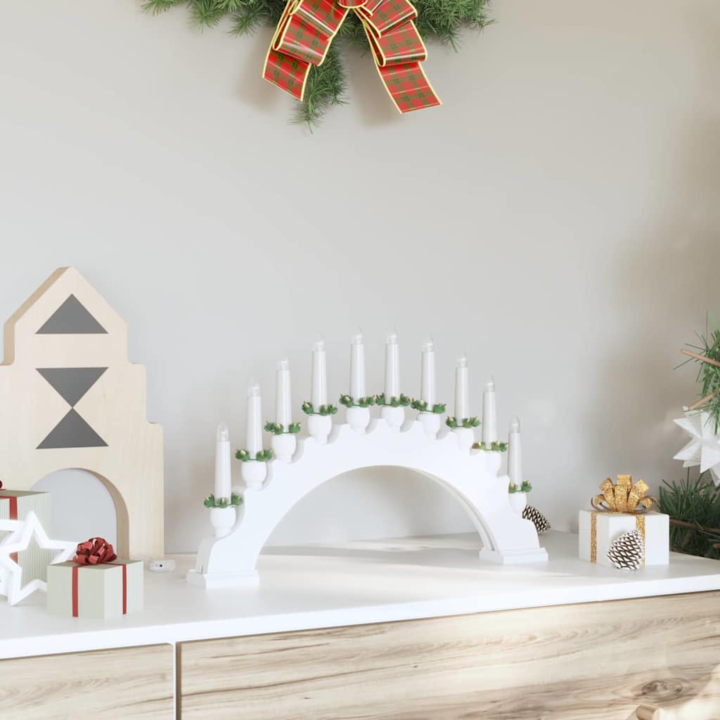 Christmas Candle Arch with 10 LED Candles White 47 x 5 x 29 cm