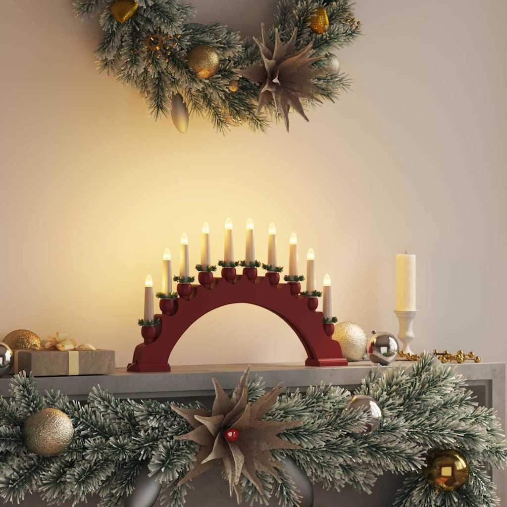 Christmas Candle Arch with 10 LED Candles Red 47 x 5 x 29 cm