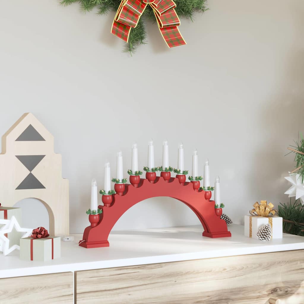 Christmas Candle Arch with 10 LED Candles Red 47 x 5 x 29 cm