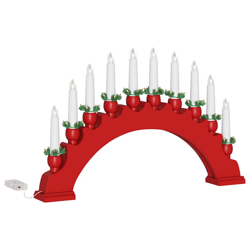 Christmas Candle Arch with 10 LED Candles Red 47 x 5 x 29 cm