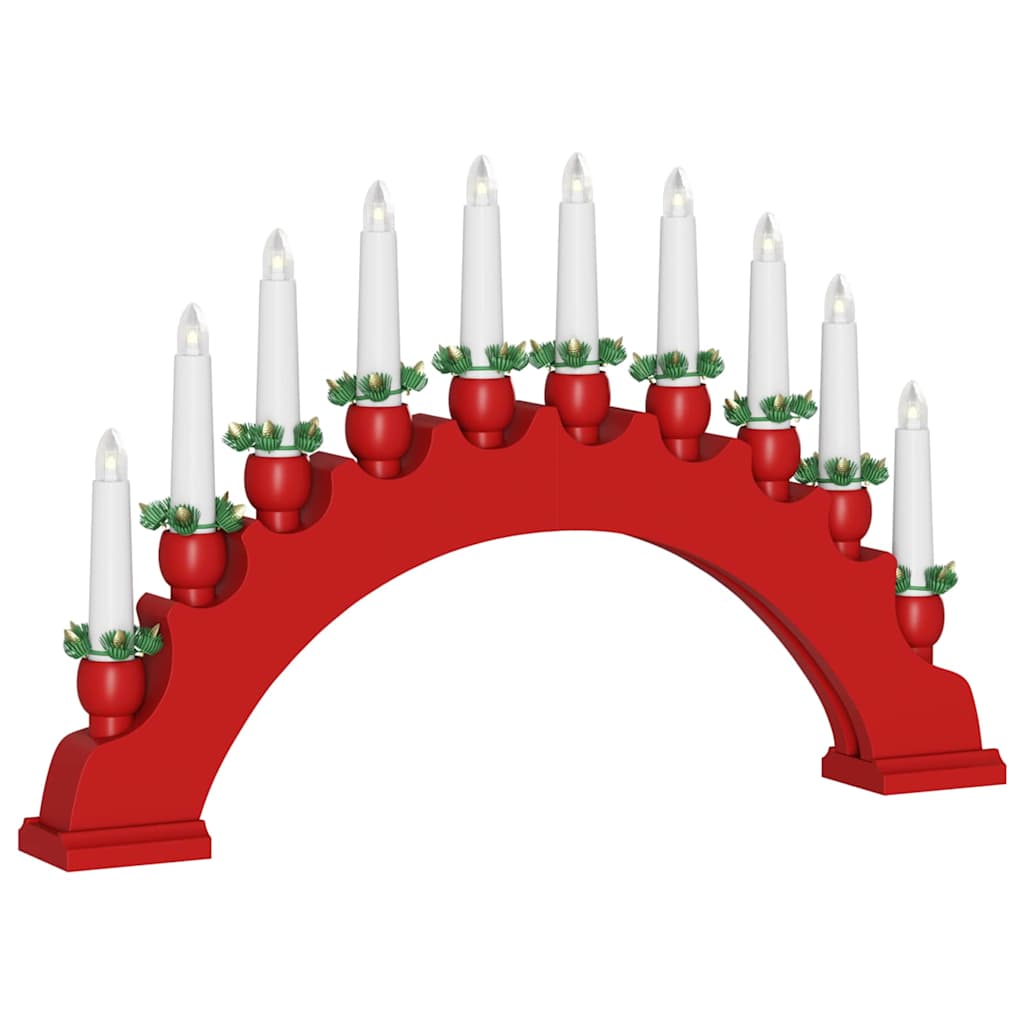 Christmas Candle Arch with 10 LED Candles Red 47 x 5 x 29 cm
