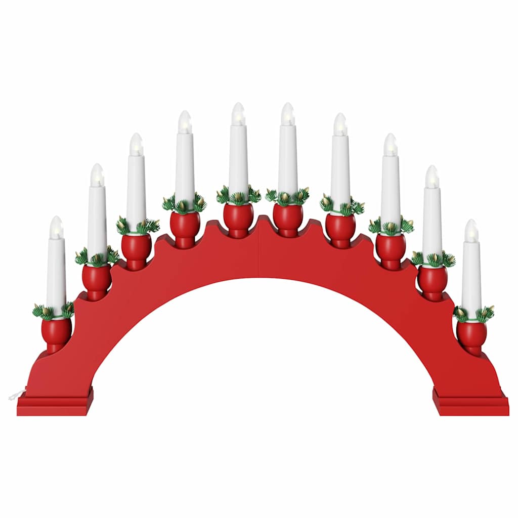 Christmas Candle Arch with 10 LED Candles Red 47 x 5 x 29 cm