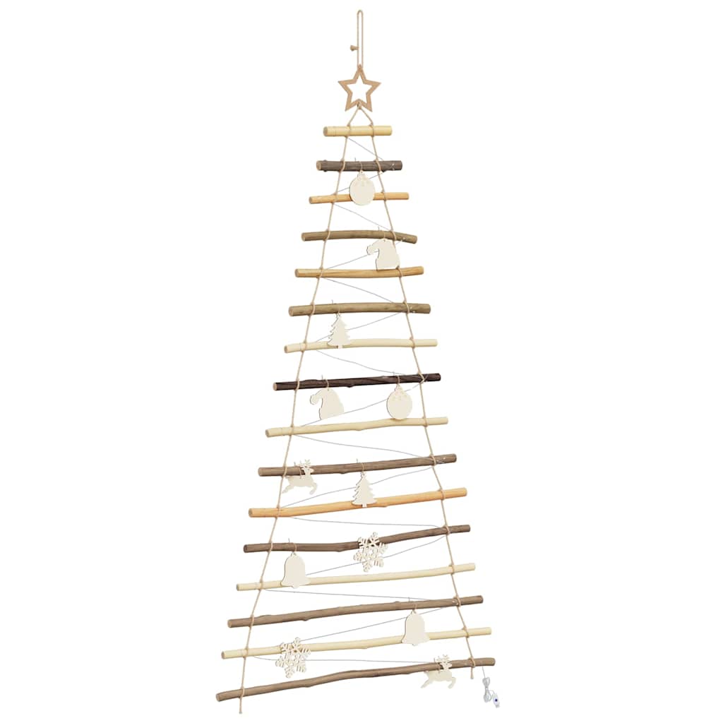 Christmas Tree with 80 LEDs Natural 150 cm Solid Ash wood