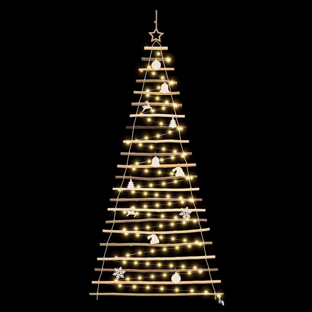 Christmas Tree with 130 LEDs Natural 210 cm Solid Ash wood