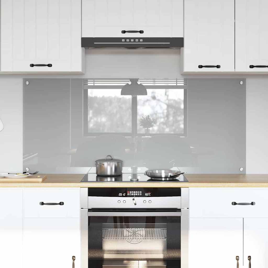 Kitchen Backsplash 2 pcs Light Grey 70 x 60 cm Tempered Glass