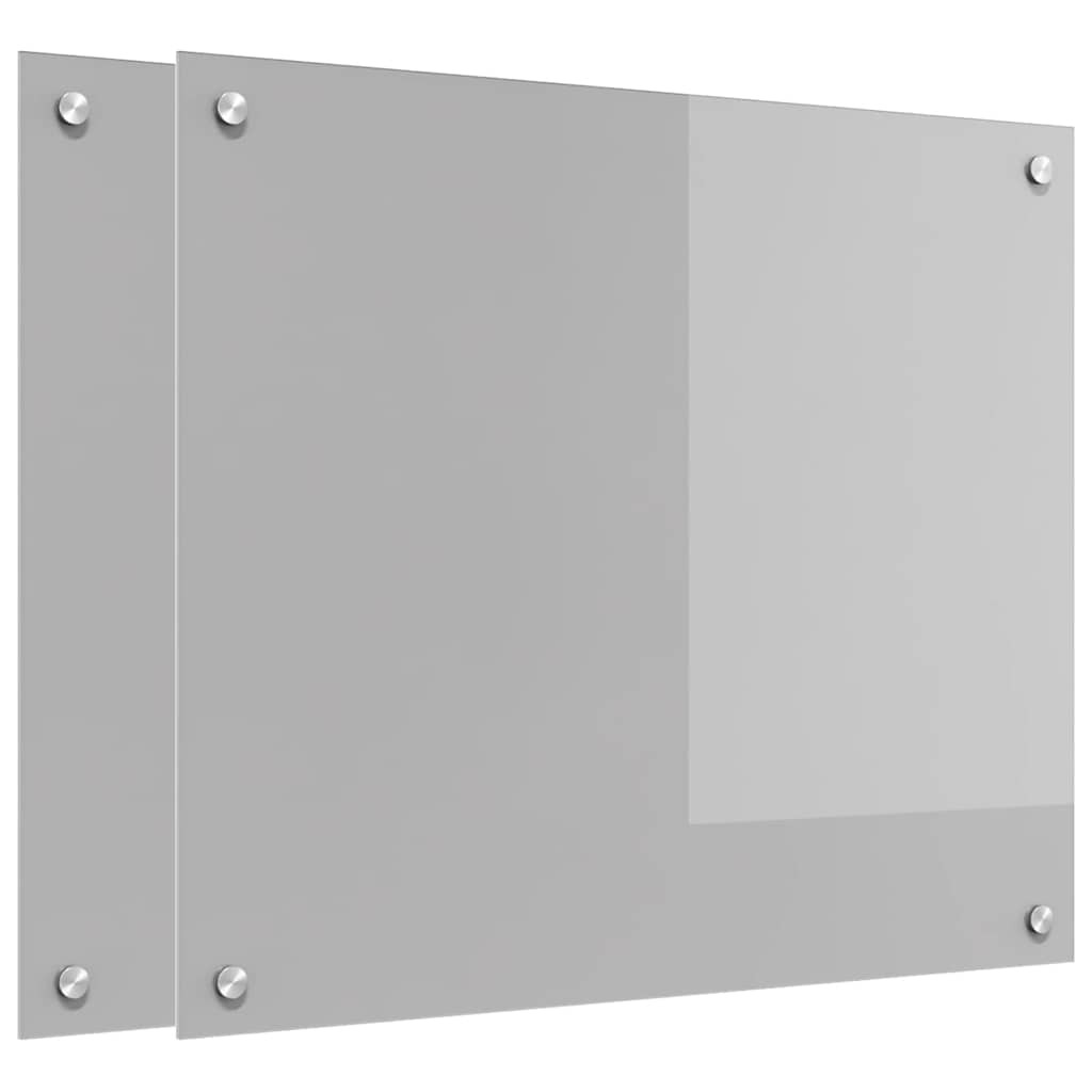 Kitchen Backsplash 2 pcs Light Grey 70 x 60 cm Tempered Glass