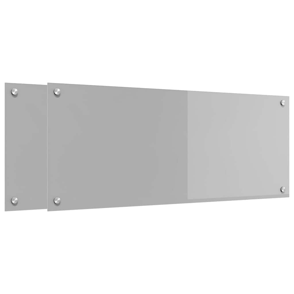 Kitchen Backsplash 2 pcs Light Grey 100 x 40 cm Tempered Glass
