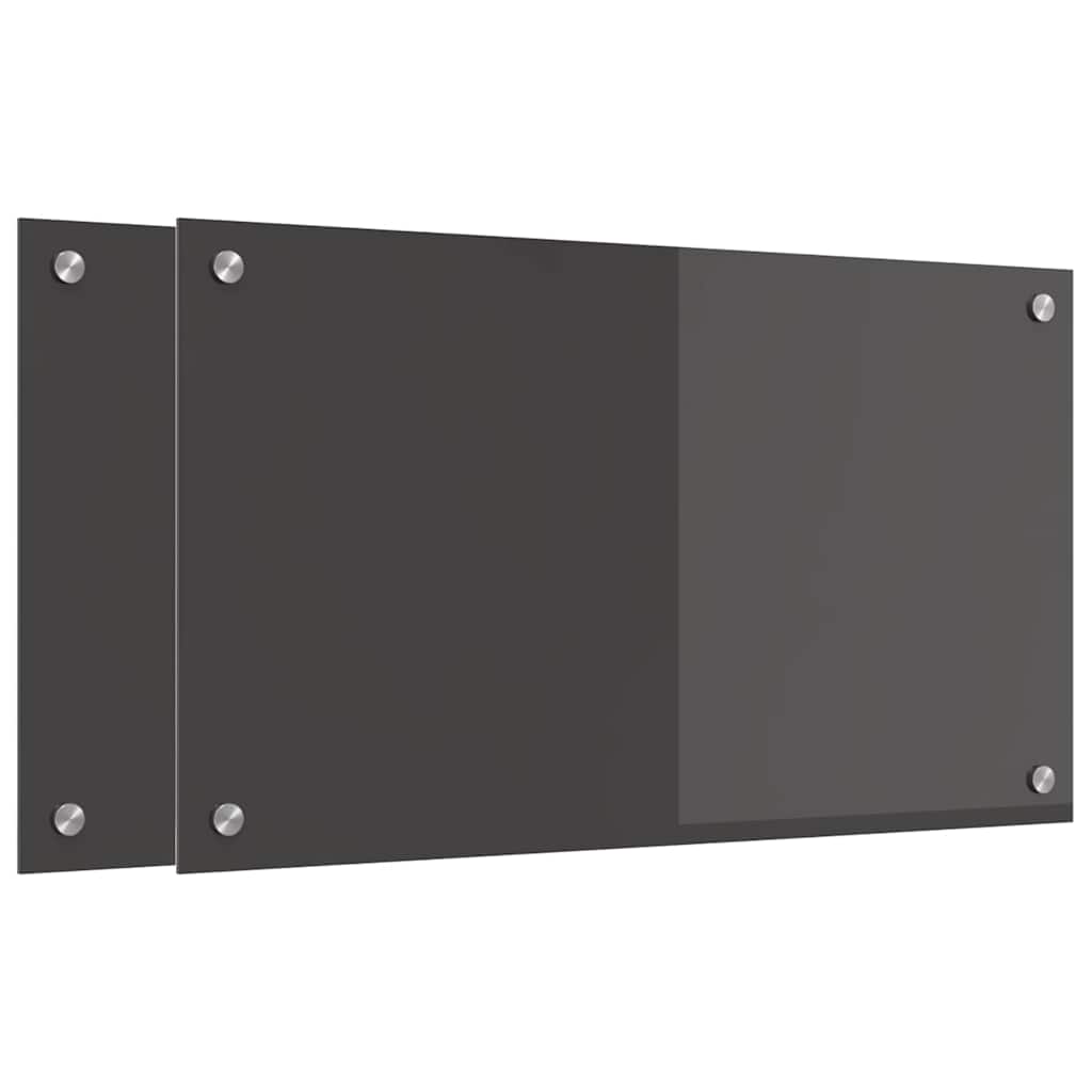 Kitchen Backsplash 2 pcs Dark Grey 70 x 40 cm Tempered Glass