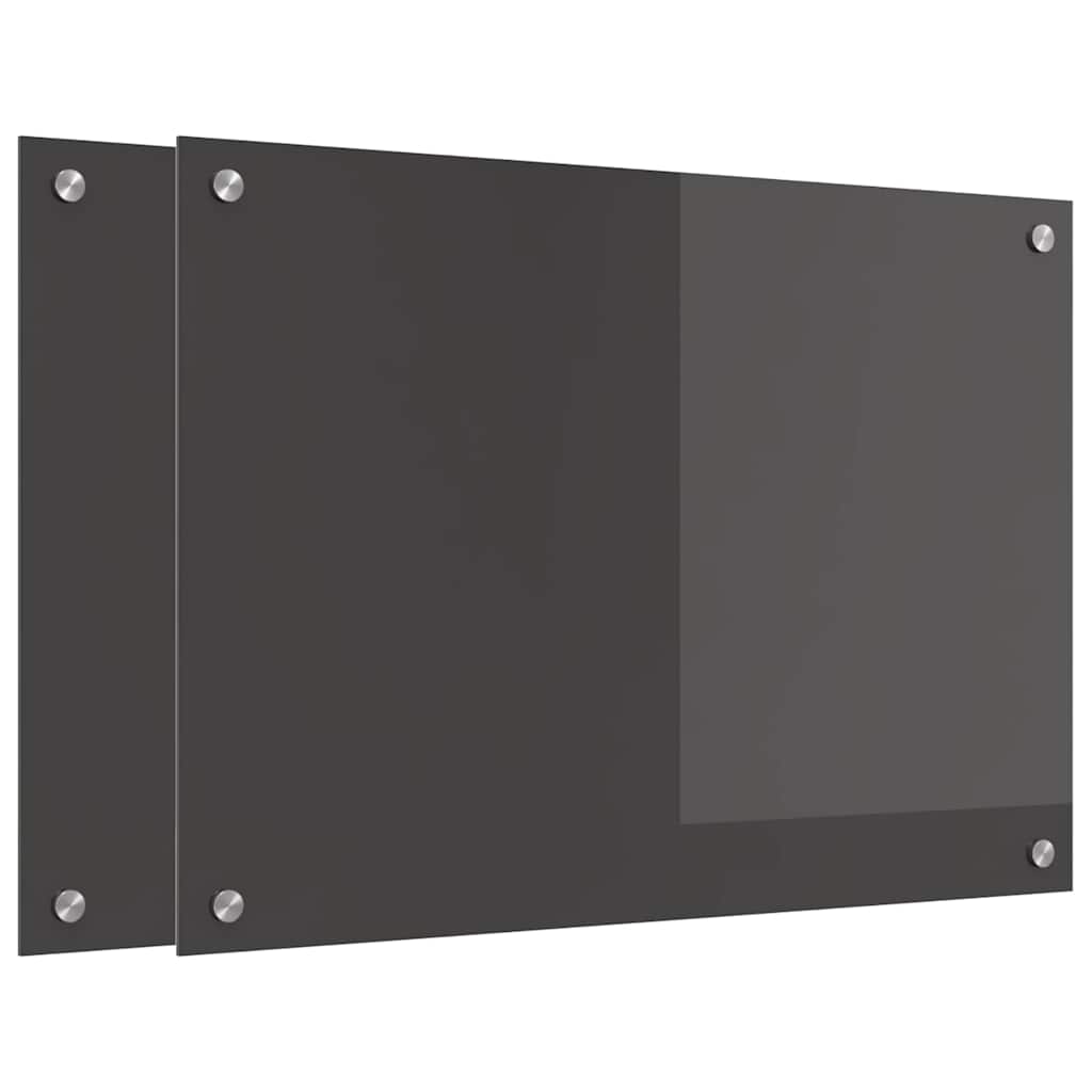 Kitchen Backsplash 2 pcs Dark Grey 70 x 50 cm Tempered Glass