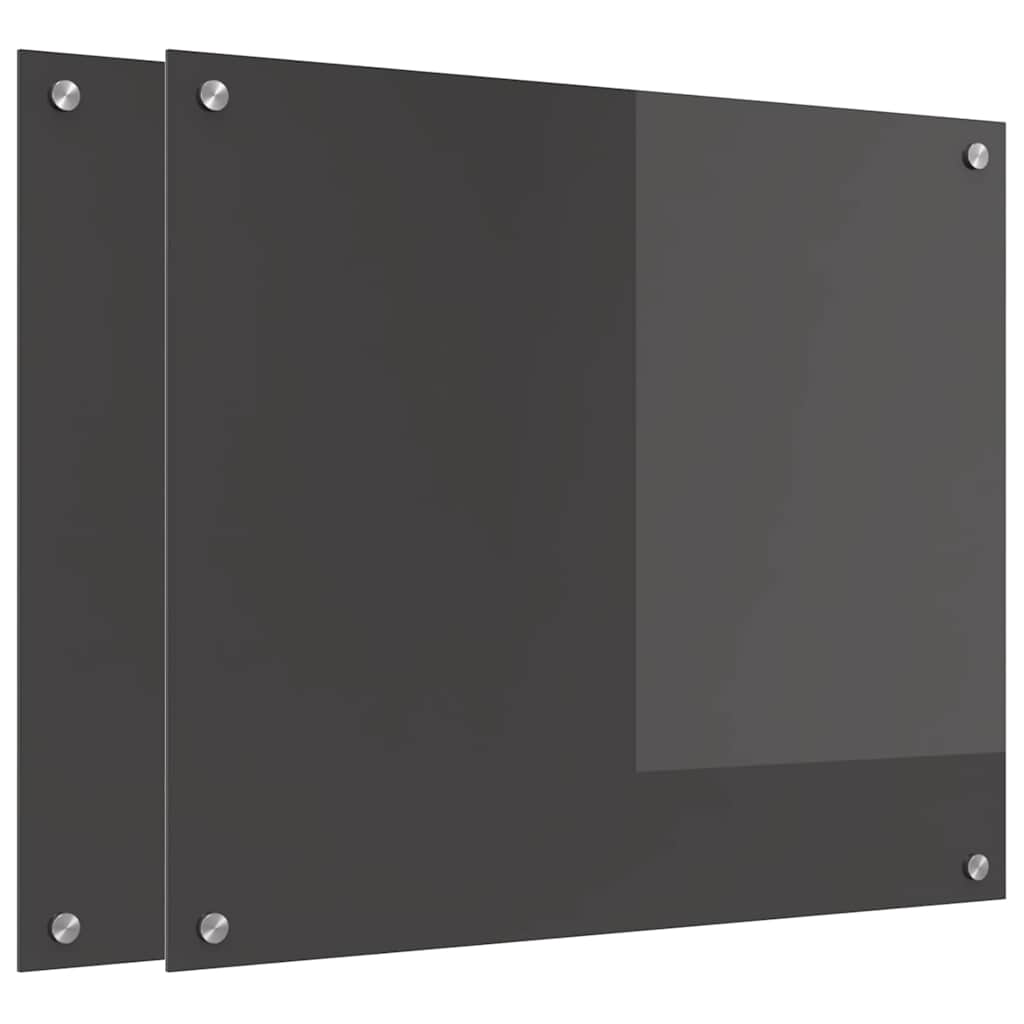 Kitchen Backsplash 2 pcs Dark Grey 70 x 60 cm Tempered Glass